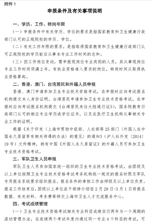 上海考点2019年卫生资格考试报名条件